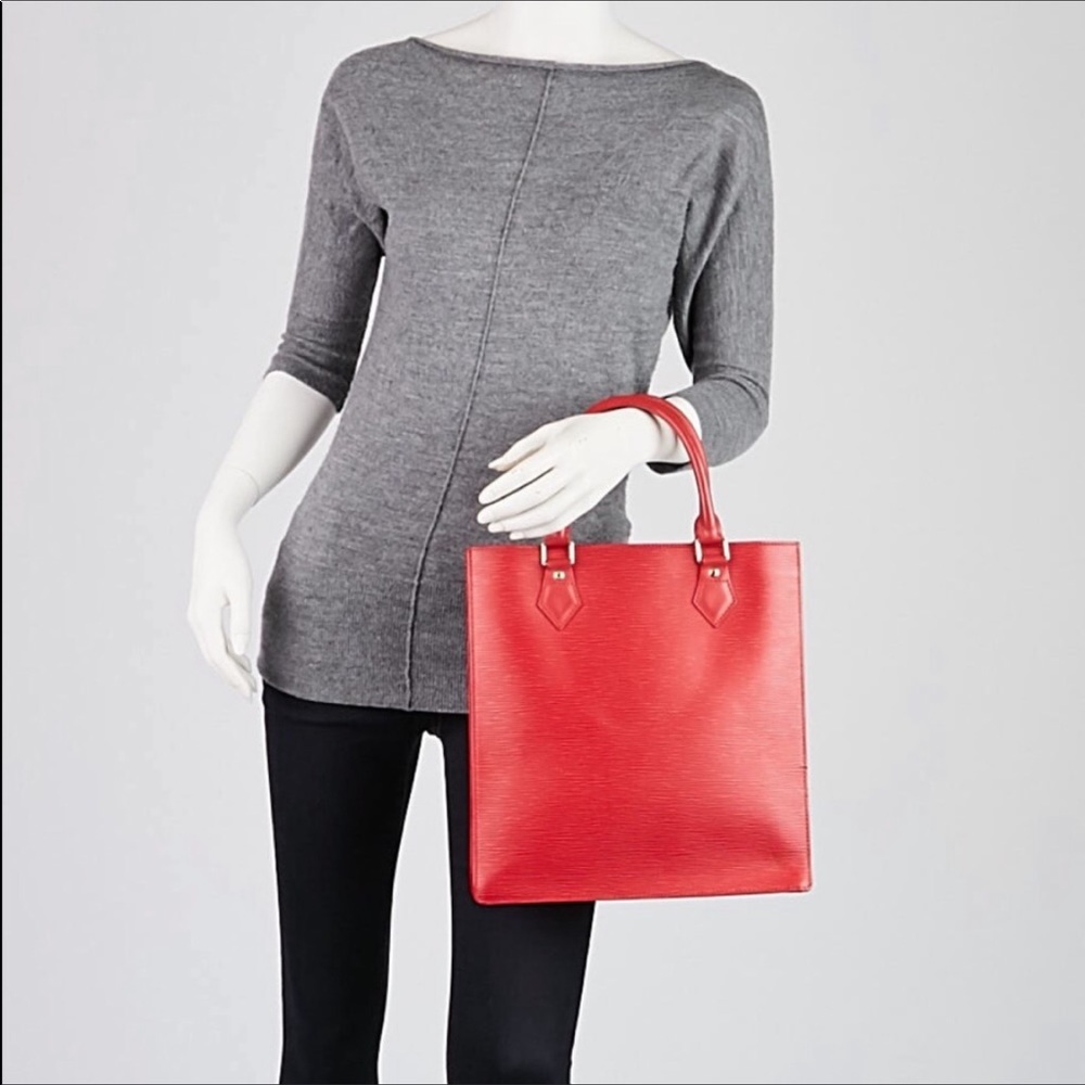 LV Sac Plat Red Epi Leather Tote